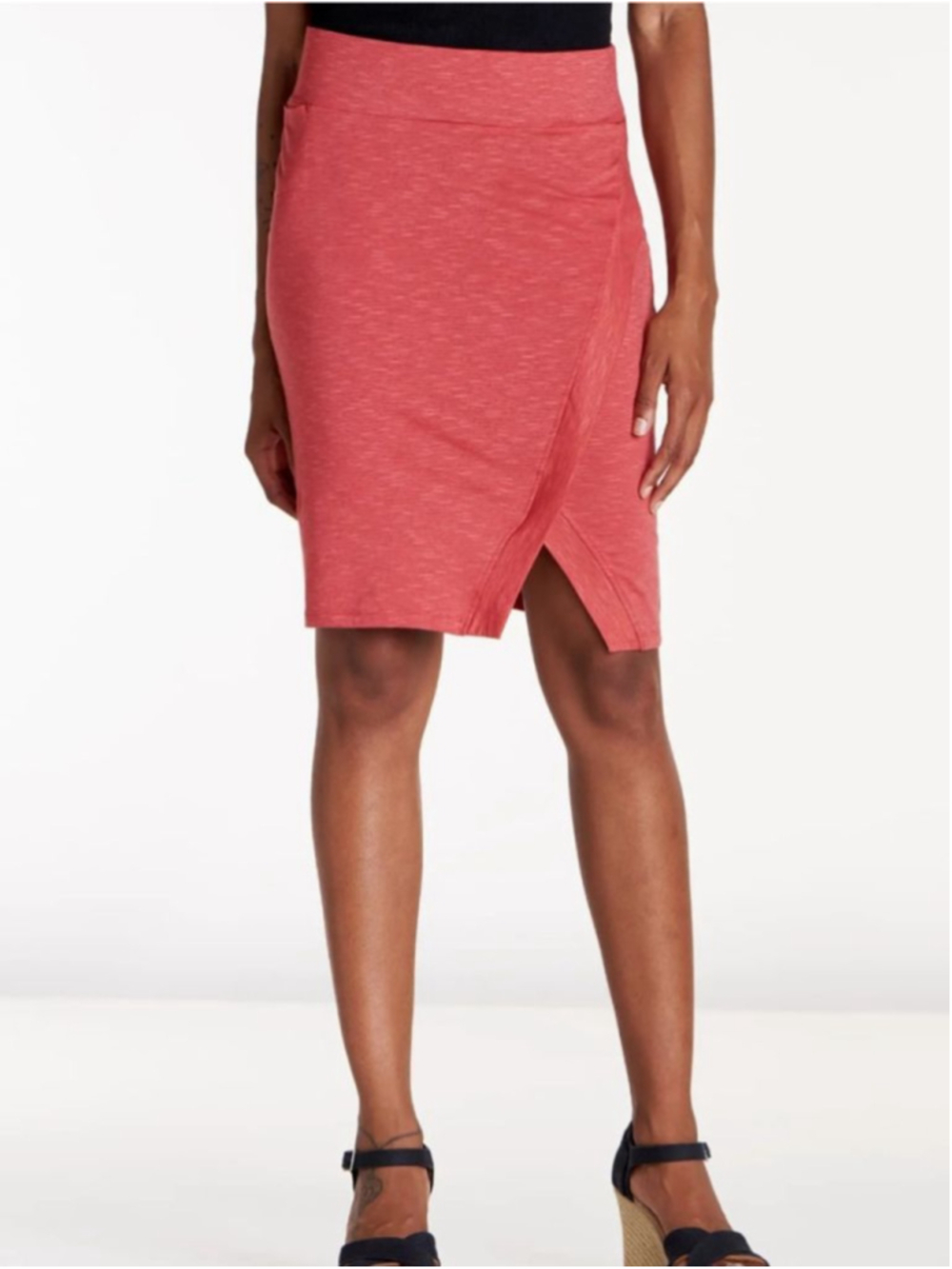 Toad&Co Moxie Faux Wrap Red Mini Skirt M Stretch Knit Comfy Travel Outdoor